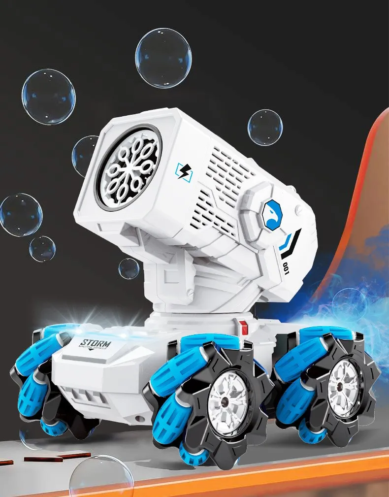 Bubble gun Rc/Electric car lighting remote control car rechargeable stunt car bubble guns toys for kids Christmas gifts