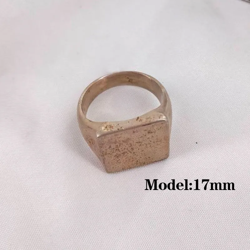 Anéis de casamento atacado 17mm anel quadrado nome personalizado carta anel de sinete masculino personalizado gravado po moda jóias gota 231114
