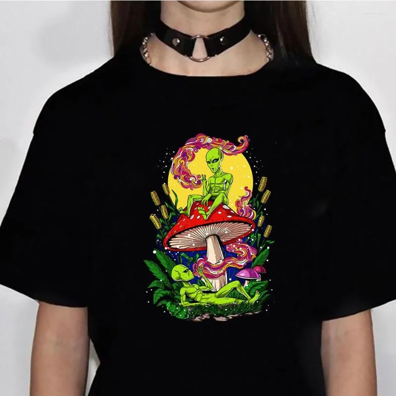 Women's T Shirts Magic Mushrooms Alien Top Women Summer T-shirts Female Y2k Clothes