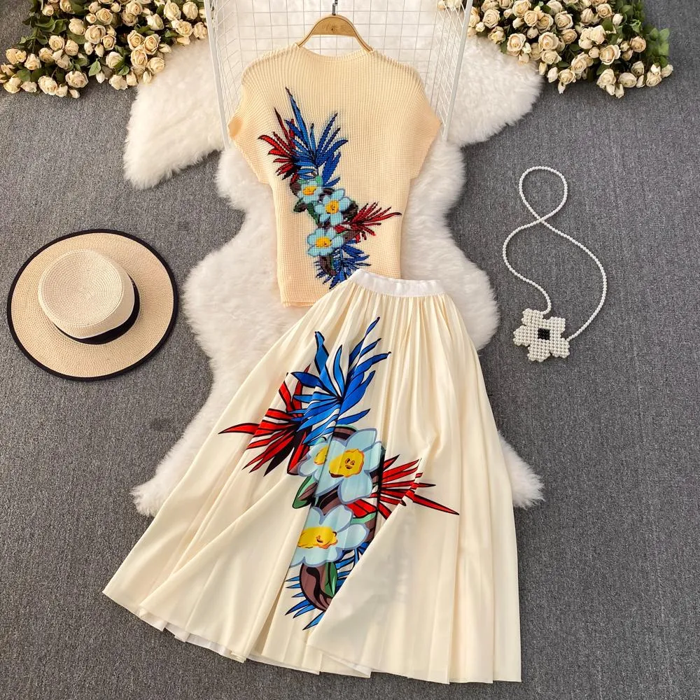 two piece floral dress short Juliet JT798 Short Floral Print Two Piece Homecoming Dress
