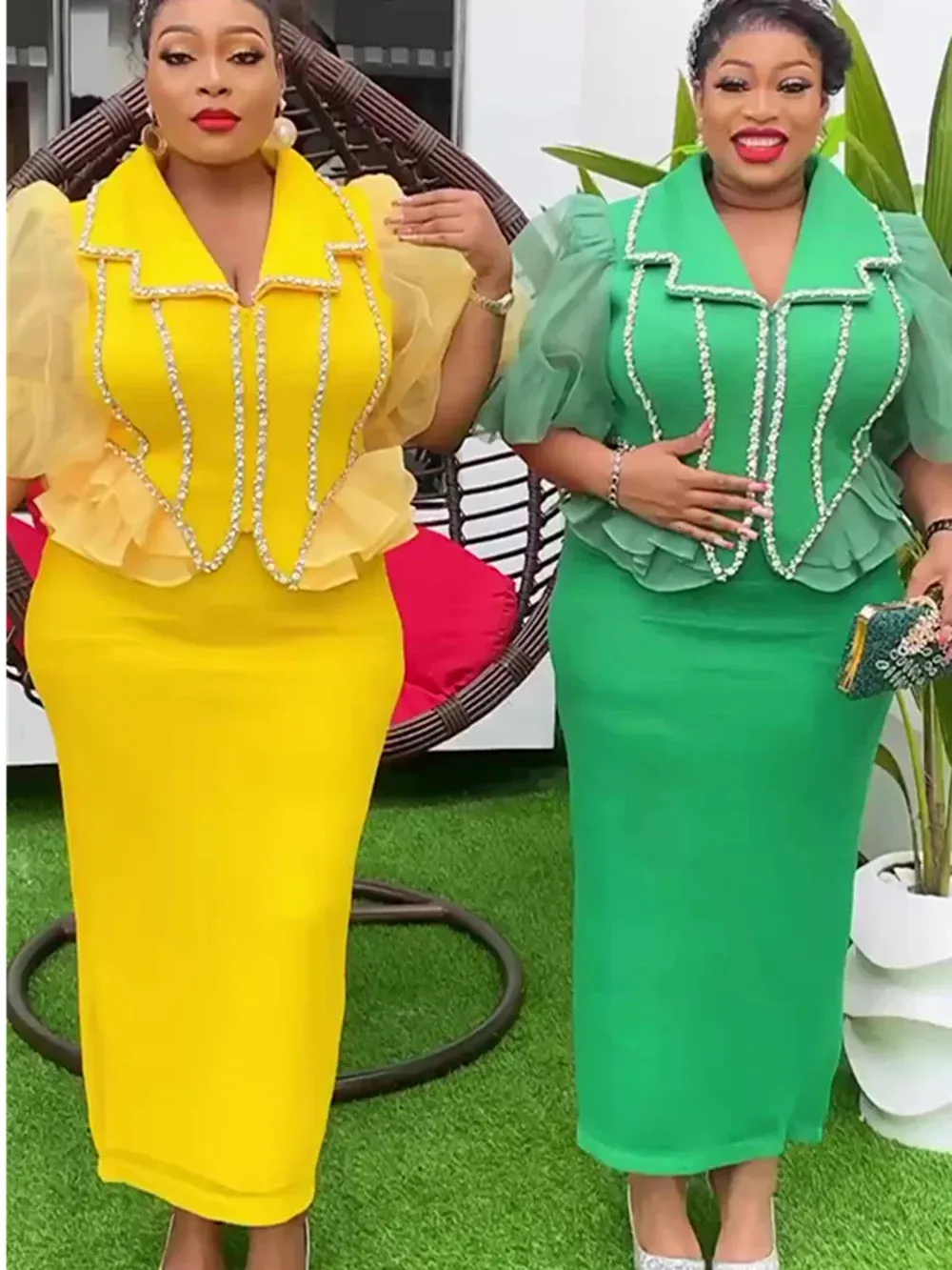 African 2PCS Dashiki Ankara Tops and Skirts Sets for Women Plus Size Wedding Party Gowns Turkey Outfits