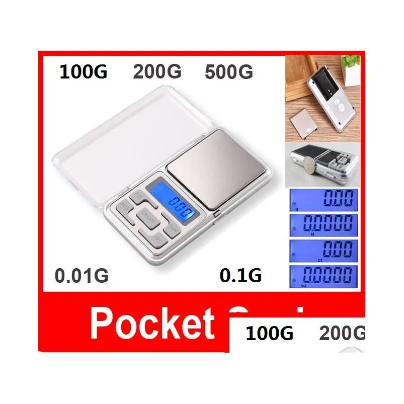 Weegschalen Groothandel Mini elektronische digitale weegschaal Sieradenweegschalen Nce Pocket Coin Grain Herb Gram LCD-scherm met detailhandel B Dhgfg