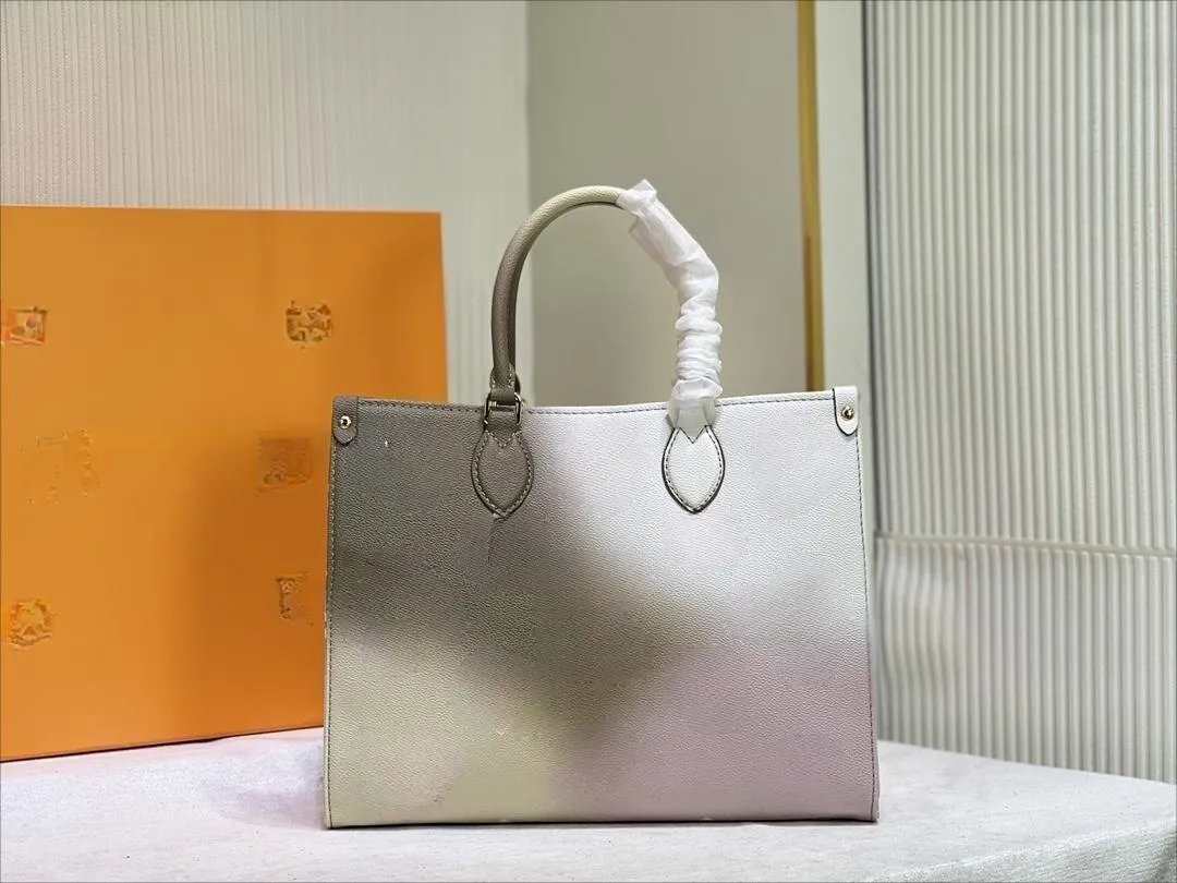 5A Neue Sommer Luxus ONTHEGO Umhängetasche Designer Erstklassiges Leder Lässige Einkaufstasche Gradient Damen Handtasche Umhängetasche Mode Große Brieftasche