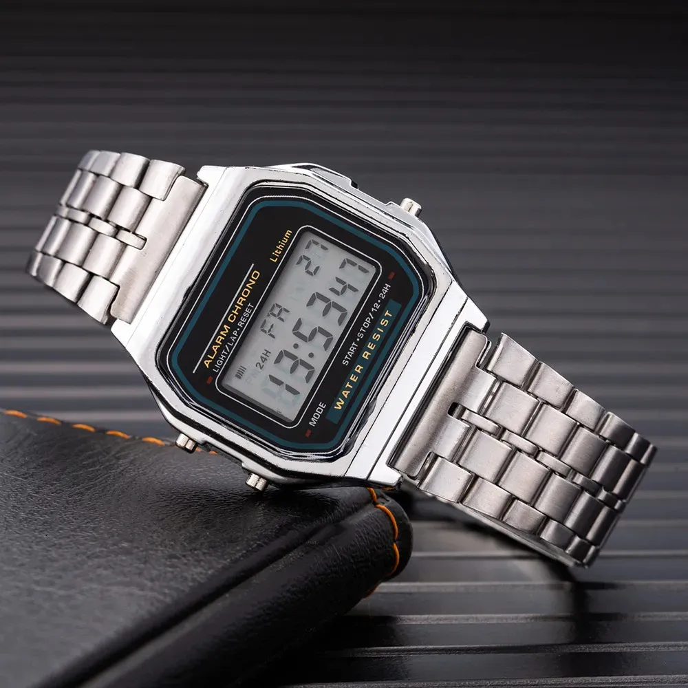 Другие часы Модные цифровые мужские часы Роскошный браслет из нержавеющей стали Наручные часы Ремешок для деловых электронных мужских часов Reloj Hombre 231114