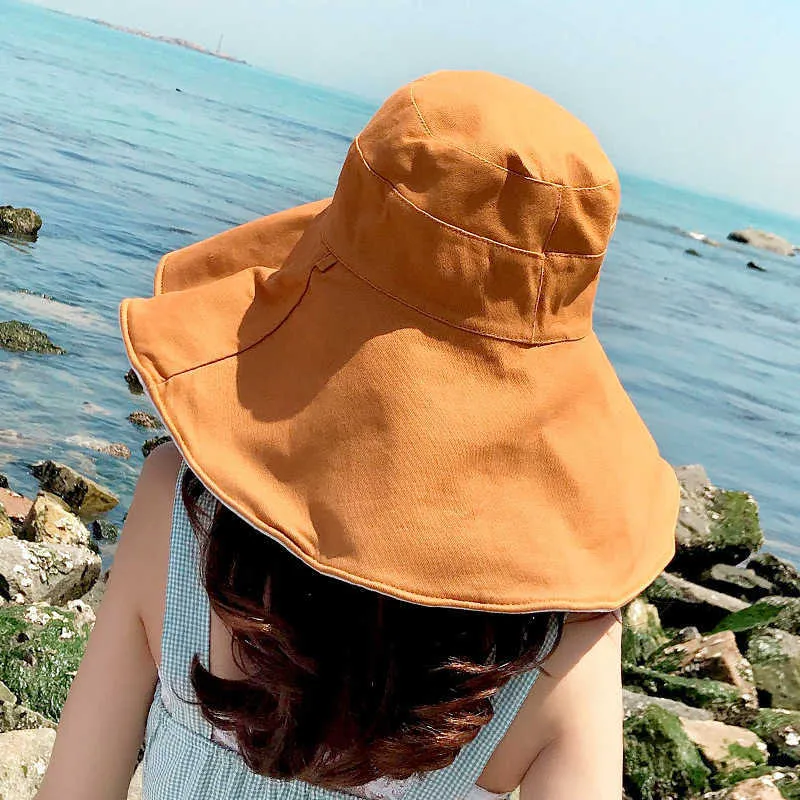 Womens Wide Brim Summer Bucket Hat Womens Two Sided Bob Cap For