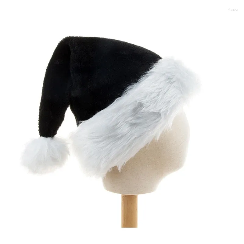 Basker julfamiljhattar jultomten barn svart plysch hatt med pompom mamma pappa baby bonnet xmas festival