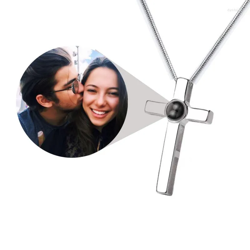 Chains Cross Custom Projection Necklace Pendant Jewelry For Girlfriend Wife Lover Couple Gifts 2023 Creative Romantic Necklaces