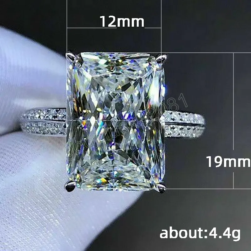 Fashion Big Square Crystal Stone Women Wedding Bridal Ring Luxury Engagement Party Anniversary Best Gift Large Rings