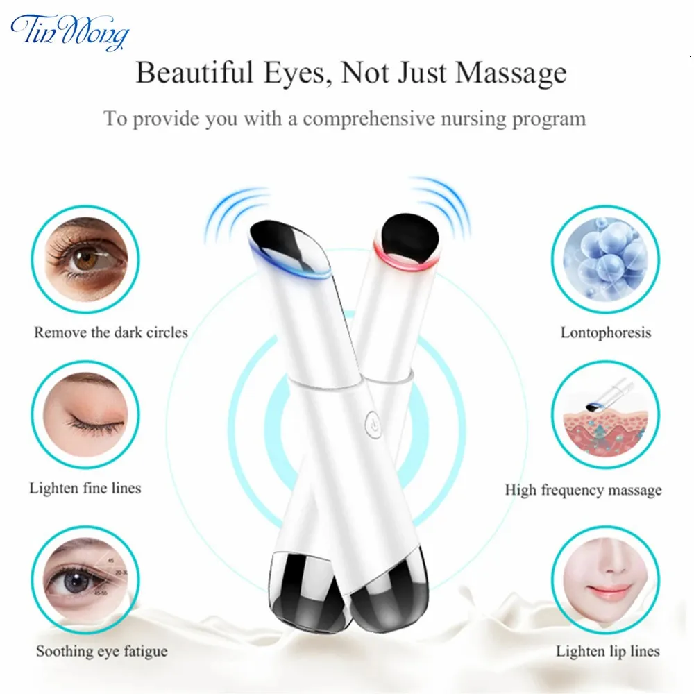 Eye Massager Electric Massage Device Negative Ion Pon Therapy Wrinkles Removal Relief AntiAging 231115