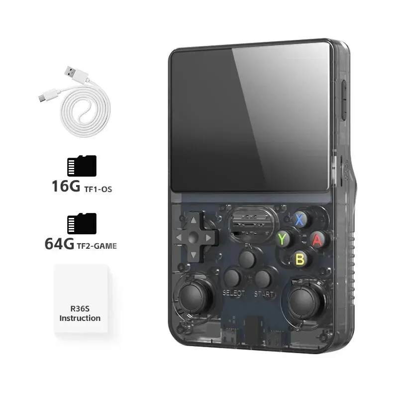 Retro Draagbare Gameconsole, R36S Draagbare Console Ingebouwde Tientallen- emulator, Pocket Games-emulator met 3,5 Inch IPS 640x480 Scherm, Ondersteuning OTG en Geheugenkaart, Wit