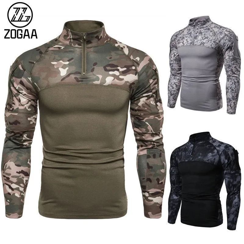 Camisetas masculinas zogaa moda masculina camuflagem tática camisas atléticas 230414