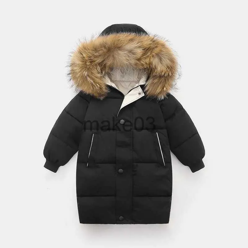 Donsjas Kinderen Dikker Warme Donsjas Jongens Winter Echt Bont Capuchon Lange Parka's Meisjes Katoenen Donsjacks Bovenkleding Tiener Kinderkleding J231115