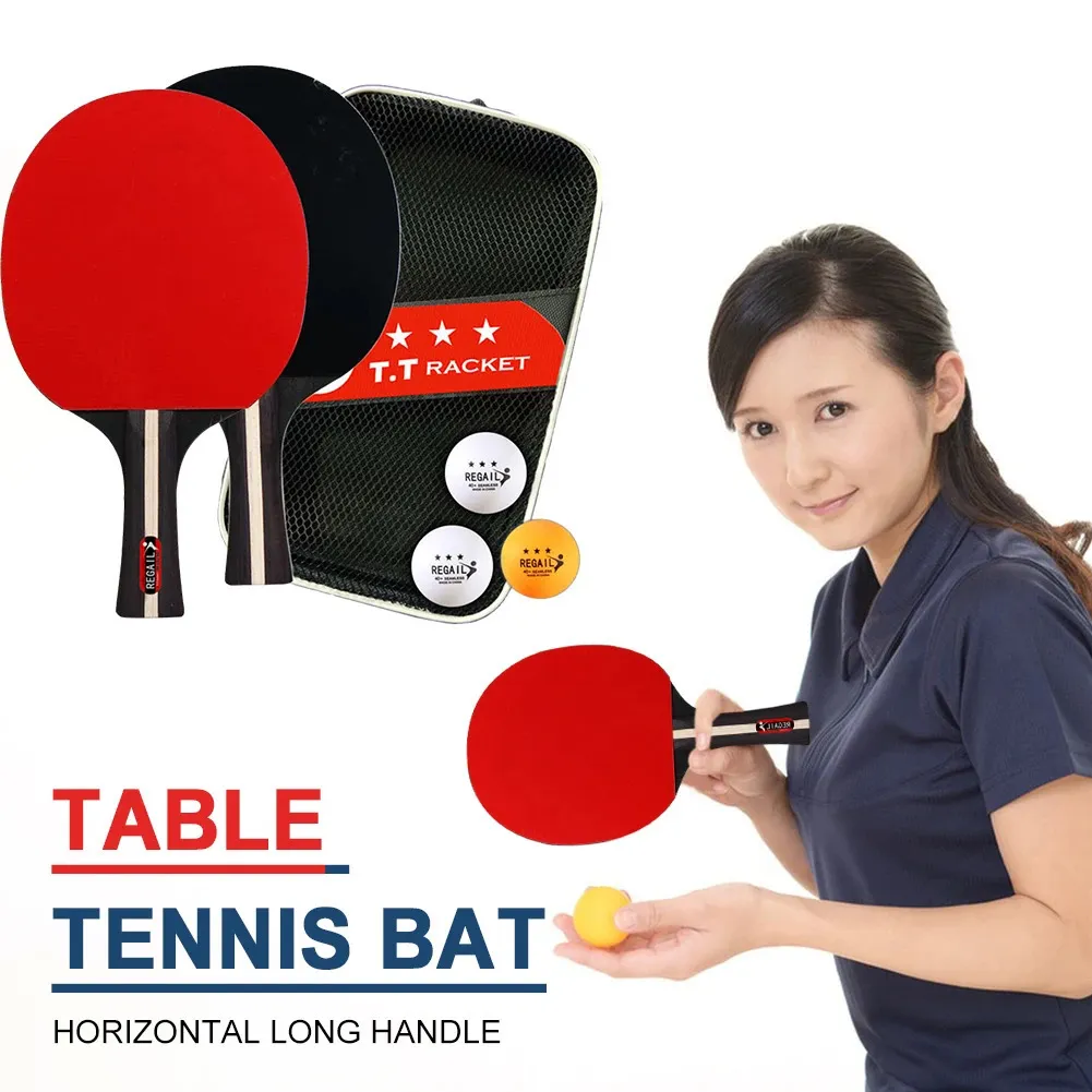 Caoutchoucs de tennis de table 2PCS Raquette Professionnel Ping Pong Set Pimplesin Caoutchouc Haute Qualité Lame Bat Paddle avec Sac 3 Balles 231114