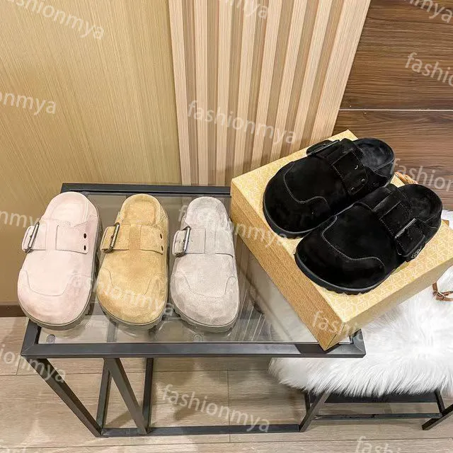 Naked Wolfe Slipper Designer Slipers Woman Suede Slides Platform Buckle Sandal Rubber Slides Outdoor Mule Fashion Mules