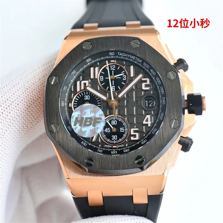 HBF 26238 Motre be luxe designer montres 42mm original 3126 chronographe mouvement mécanique en acier montre de luxe hommes montres montres-bracelets