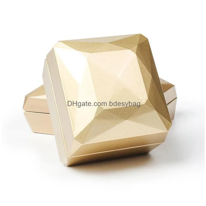 new fashion gold white red rose gold ring pendant box jewelry display box led rubber painting jewellery box h234