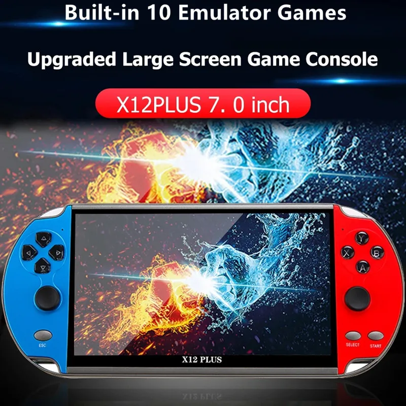 Taşınabilir Oyuncu Oyunu X12 Plus 16G 7inch HD Ekran El Oyun Konsolu X12 8G 5inch Çift Joystick Audio Klasik Arcade Oyunu Yerleşik 20000+ 6800+ TV Çıktı Video Oyunları