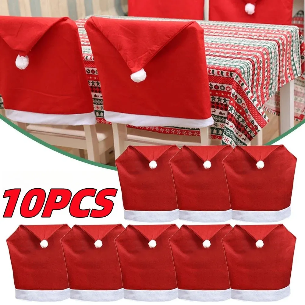 Inne ogród domowy 110pcs Santa Hat Cover Cover Bożaur Dekoracja stolika Prezenty Y231115