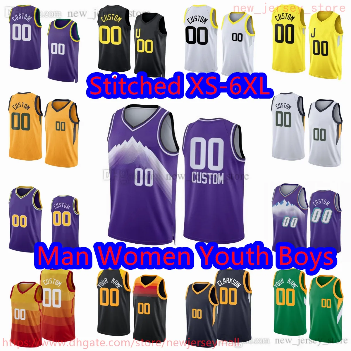 Niestandardowe S-6xl Nowa koszykówka 23 Jersey Lauri Markkanen zszyta 16 Simone Fontecchio 20 John Collins 00 Clarkson 2 Collin Sexton 5 TALEN Horton-Tucker Kris Dunn Jerseys