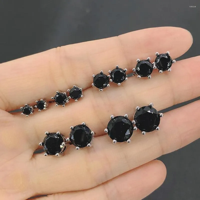 Stud -oorbellen Punk Hippie Fashion Black Stone Crystal Zirkon 3/4/5/6/7/8mm Prachtig oordeel voor vrouwelijke mannen sieraden