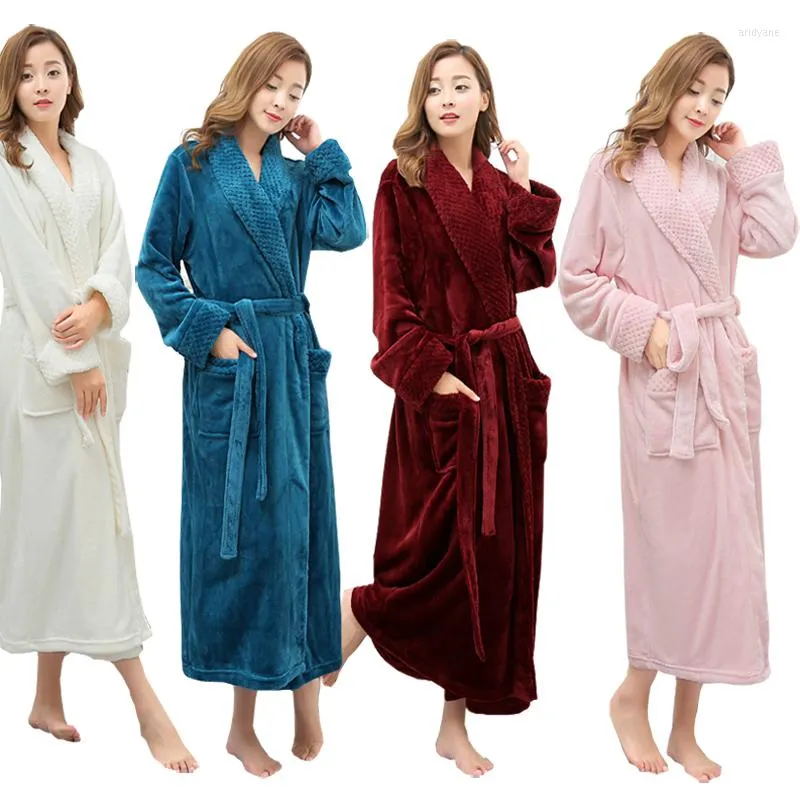 Women's Sleepwear On Sale Women Winter Super Soft Warm Plus Long Bath Robe Lovers Plush Kimono Bathrobe Men Dressing Gown Wedding Bridesmaid