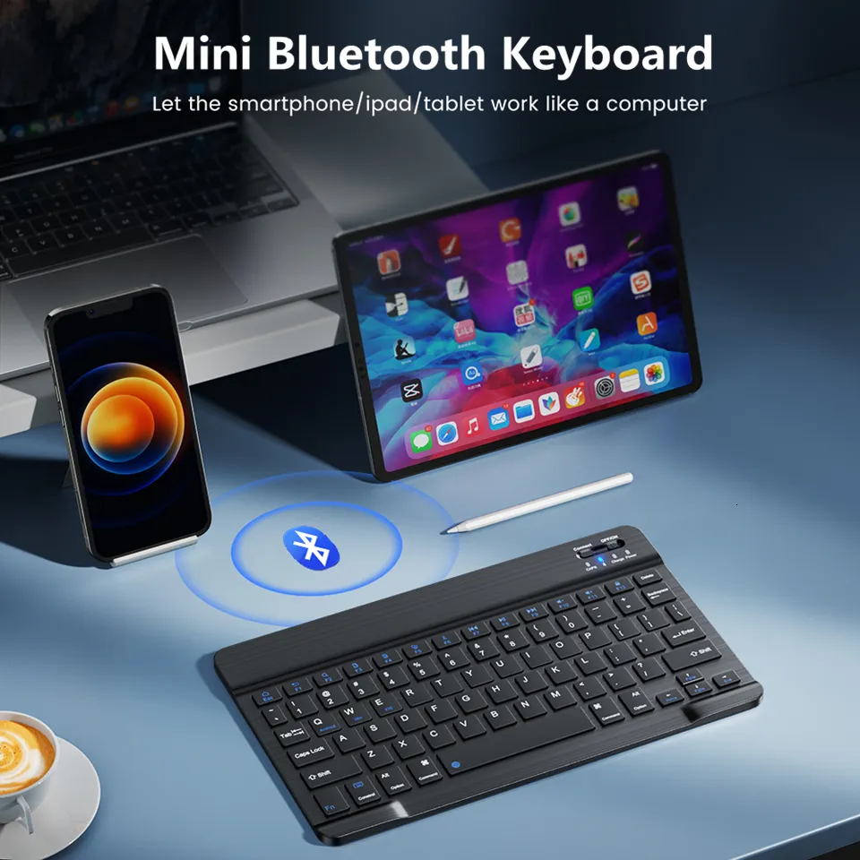 7 pouces aluminium mini clavier sans fil BT pour tablette Android