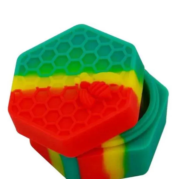 Rich color honeybee hexagon Silicone Container Jars Container Silicone Container For Oil Crumble Wax Silicone Jars Dab