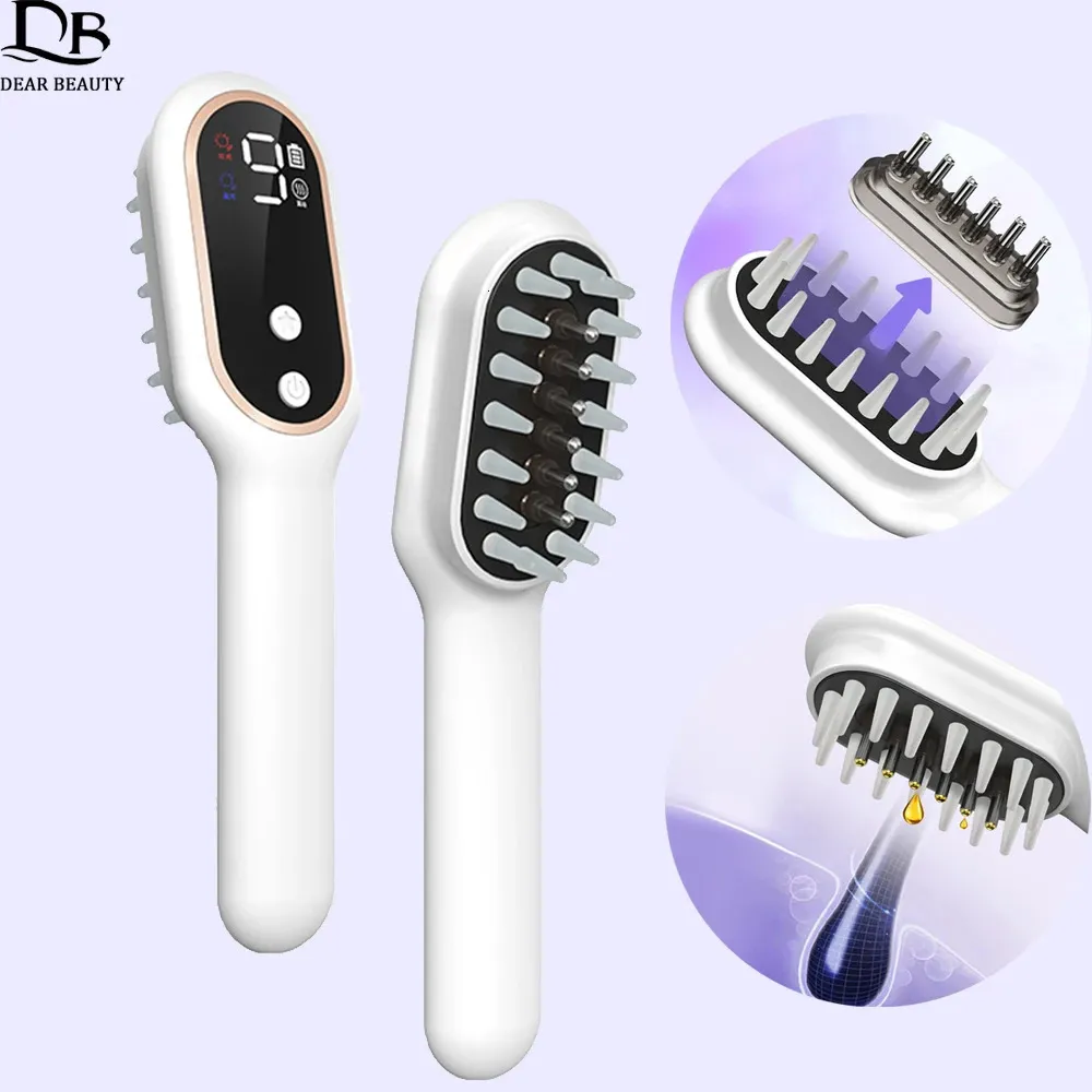 Brosses à cheveux Mise à niveau 9 niveaux Peigne de massage électrique Sclap Bleu Rouge Thérapie de lumière Croissance Applicateur d'huile Vibration Tête Masseur Brosse 231115