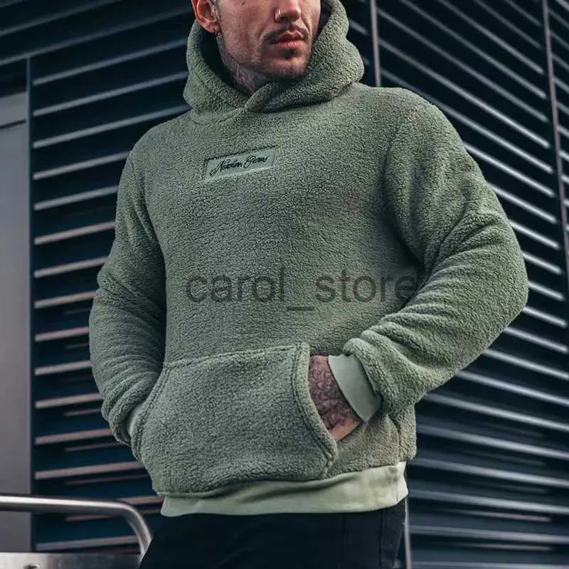 Sweats à capuche pour hommes Sweatshirts Hommes O-cou Peluche Sweats à capuche Doux Solide Lettre Imprimer Mâle Casual Basique Flanelle Chaud Confort Vintage Vêtements Pour Homme Sweatshirts J231115