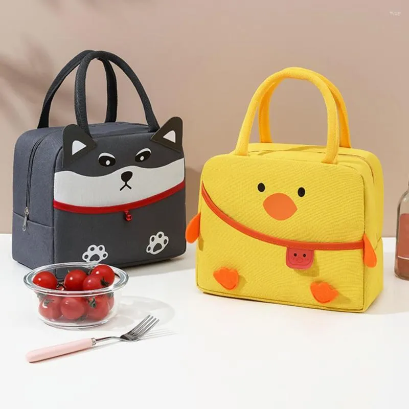 Bolsas de armazenamento Bolsa de recipiente de almoço de grande capacidade Saco de manchas de manchas Oxford Ploth Zipper Bolsa de desenhos animados para material de escritório