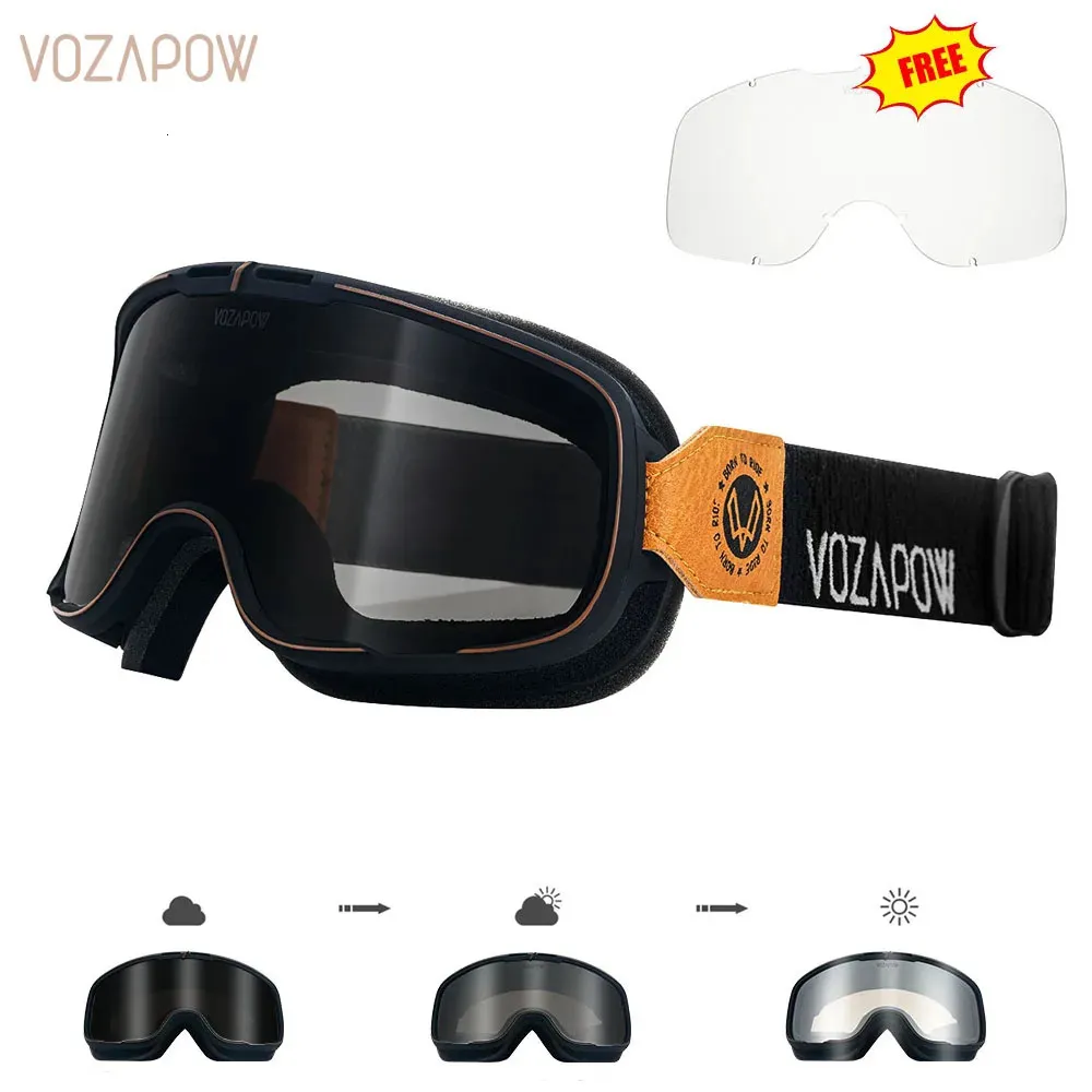Oczyek na zewnątrz Vozapow Pochromic Motorcycle Goggle spolaryzowane motocrossowe okulary przeciwsłoneczne Retro Motocross