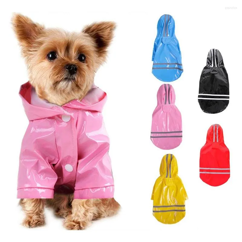 Hundkläder Pet Rain Coat Clothes Puppy Cat Reflective Waterproof Raincoat Outdoor Hooded Jumpsuit For Small Medium Dogs Supplies