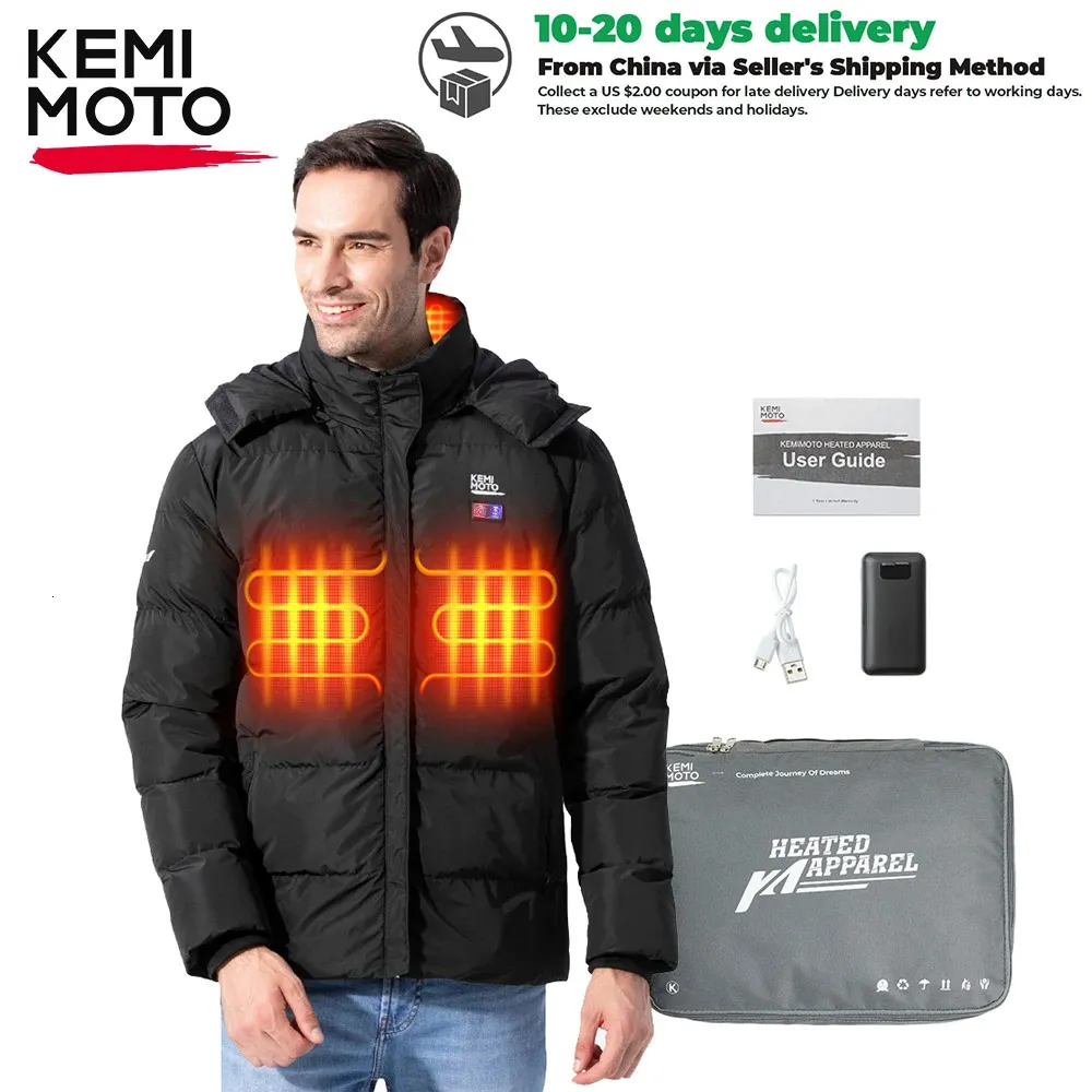 Gilets pour hommes Kemimoto Moto Veste chauffante Coton Vêtements Manteau Hommes Femmes USB Power Bank Chauffage Ski Randonnée Hiver Vêtements chauds 231114