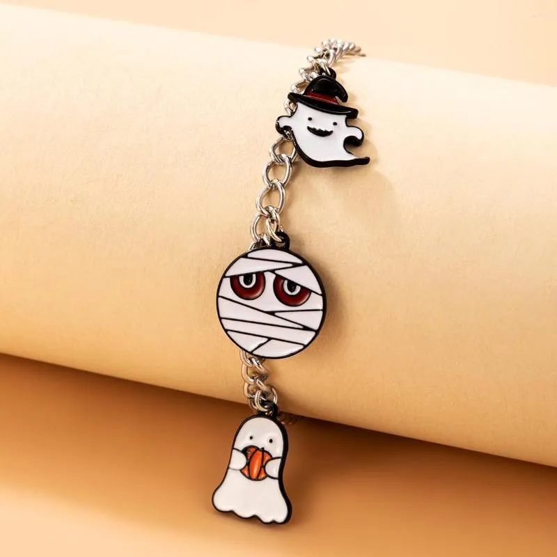 Charm Armband Mummy Armband för kvinnor Roliga Ghost Colorful Drop Oil Alloy Justerbar Lady Halloween Party Jewelry 20419