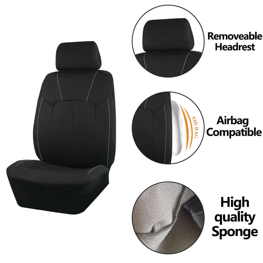 Juego de fundas de asiento PIC Auto para autos, camiones, furgonetas, SUV,  malla y piel sintética, compatible con airbags, Negro