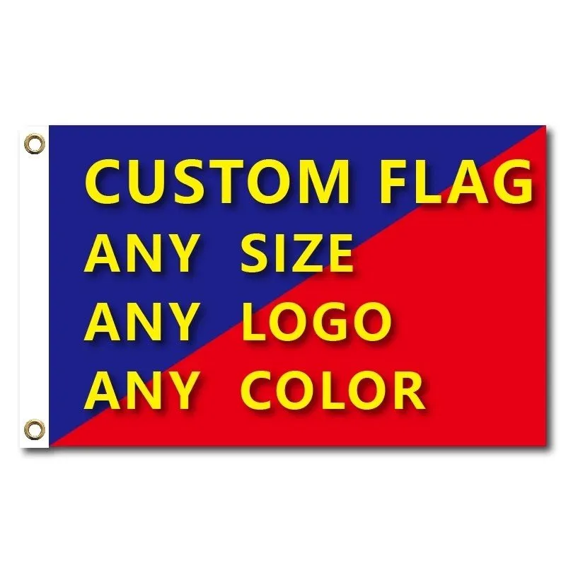 3x5 ft Custom Brass Polyester Shaft Sport Outdoor College Banner Decoration Flag med konfedererad reklam Två täckparti grommets kixs