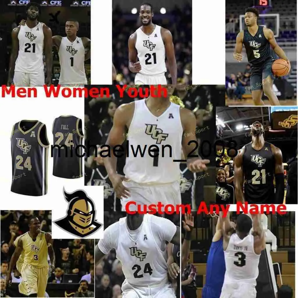 Mich28 UCF Knights College Basketball Jersey 22 Darin Green Jr 24 Tacko Fall 25 Ryan Anders 3 Dre Fuller Jr Matt Hommes Femmes Jeunes sur mesure cousu