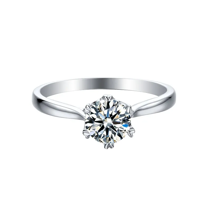 Designer-Schmuckringe für Damen, luxuriöser Verlobungsring, Hochzeit, Solitär-Luxusring, 925er Silber, Moissanit-Ring, La Pierre de Mosan, 0,5 ct, 5 mm Ring M03D, mit Geschenkbox