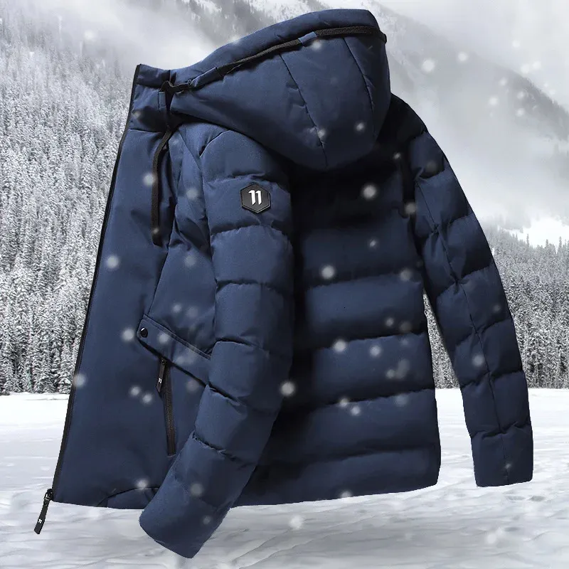メンズダウンパーカスファッション冬のジャケットメンフーディードパーカウォームプルーフコートオスの厚いジッパージャケットSソリッドコートM-4XL 231115