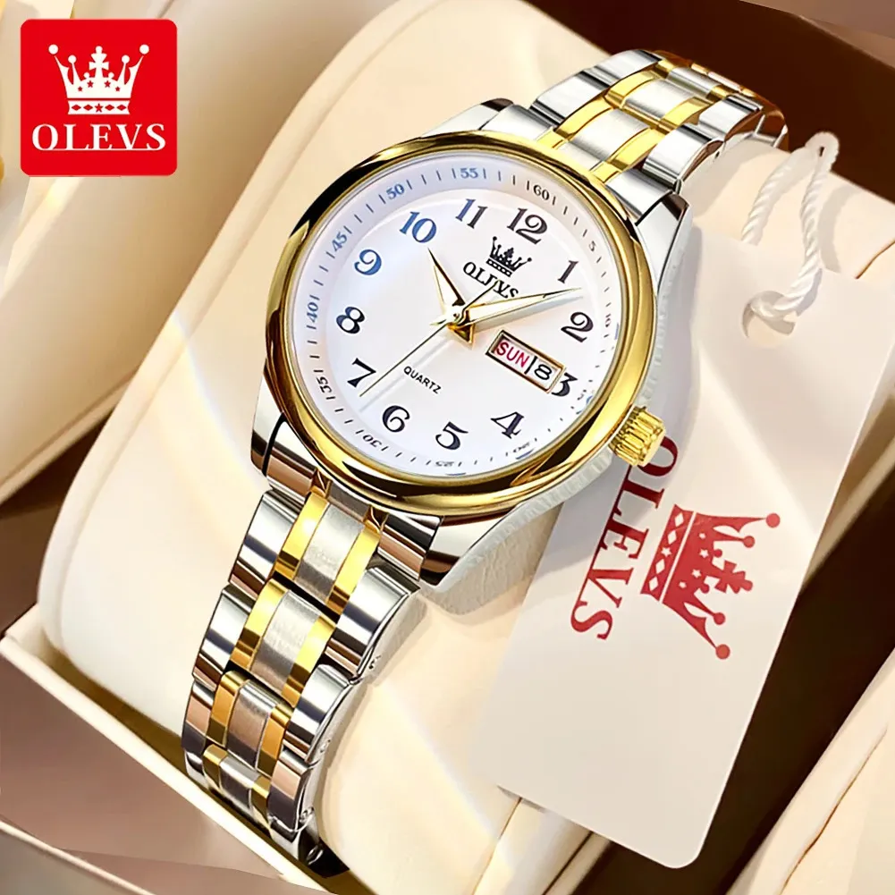 他の時計olevs women's whirst watch女性用のオリジナルの高級時計防水ステンレス鋼製クォーツ女性腕時計ゴールドトレンド231114