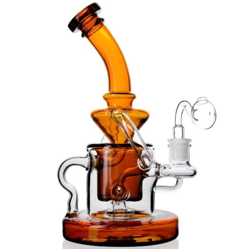 ambra Unquie Fab Egg Recyler Bong in vetro per acqua 14,4 mm Banger Becher in vetro Bong Perc in linea Fumatori narghilè