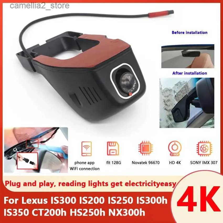 Car DVRs UHD 2160P Dashcam Night Vision Wifi Car Dvr Dash Cam Recorder 170 For Lexus IS300 IS200 IS250 IS300h IS350 CT200h HS250h NX300h Q231115