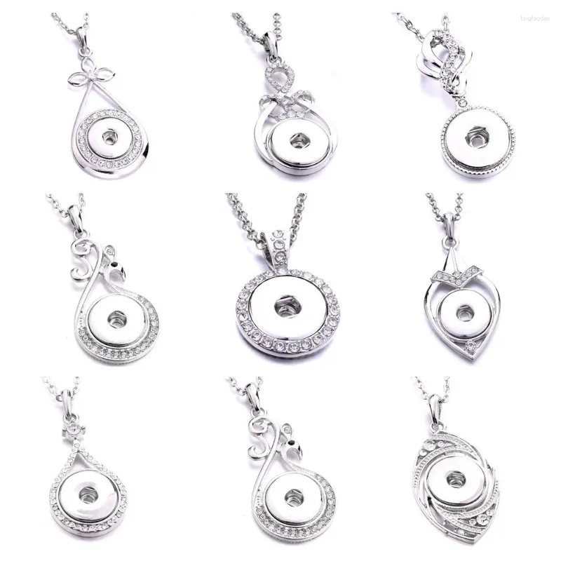 Colliers pendentifs 10 pièces bouton pression bijoux pendentifs cristal rond Drop18mm collier