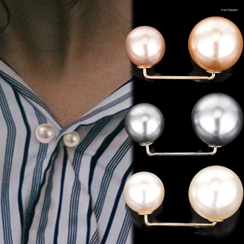 Broszki podwójna perłowa koszulka z guzikami przeciw przeciwstawnie elegancka broche