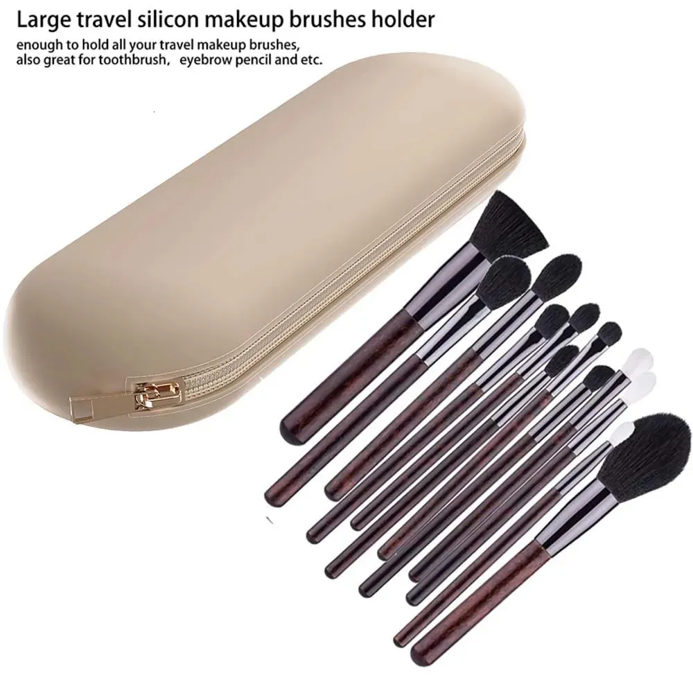 Kosmetiska väskor Stor resor makeup borsthållare silikon bärbar arrangör fodral mjuk handväska för 231115