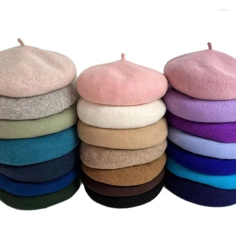 Bérets Artiste Français Chapeau Hiver Épais Chaud Laine Casquettes Rondes Multi Couleurs Chapeaux Pumpink Cap