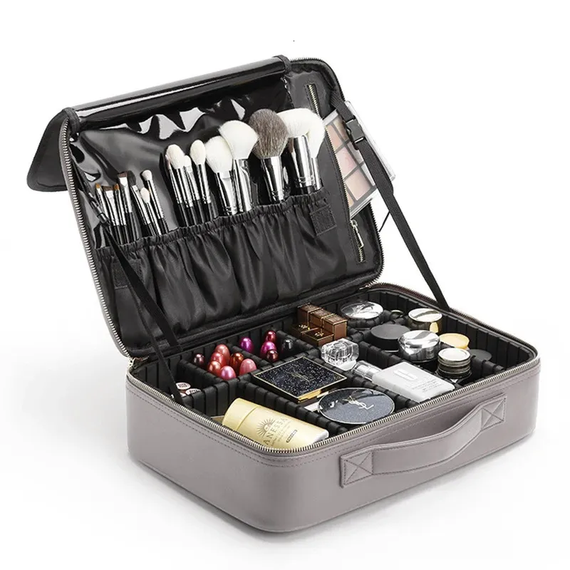 Custodie per borse per cosmetici Custodia per trucco professionale per donna Grande capacità con specchio Scatola per cosmetici Make up Organizer da viaggio Borsa per bellezza 231115