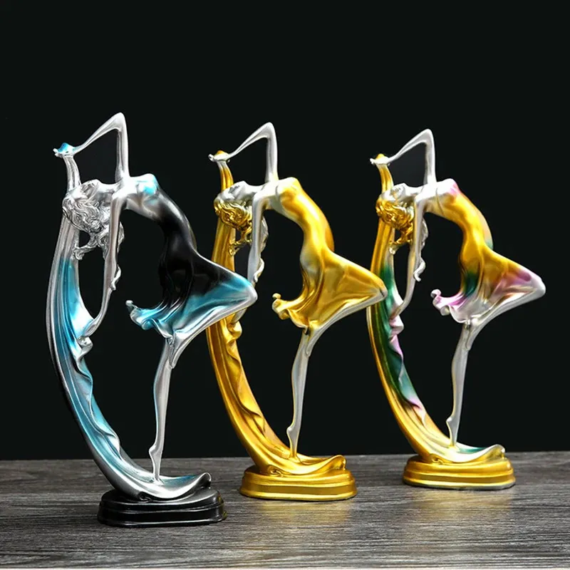 Dekorativa föremål Figurer Dancing Girl Figure Staty Modern Ballet Sculptures Harts Crafts Home Decor Desktop Ornament Elegant Gift 10*22cm 231114