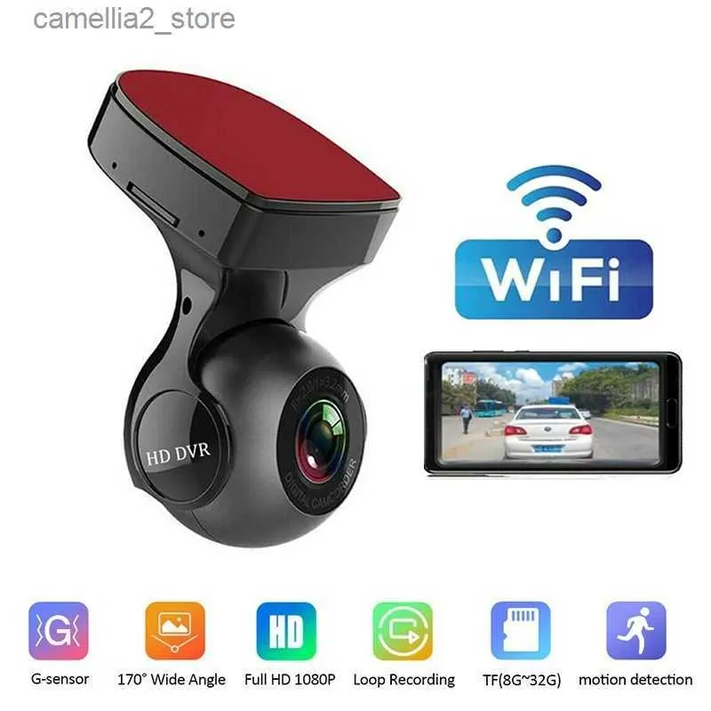 CAR DVRS MINI CAR DVR 1080P Dash Cam för bilvideoinspelare 170 grader USB/WIFI Dashcam Motion Detection DVR G-Sensor Car Camera Q231115