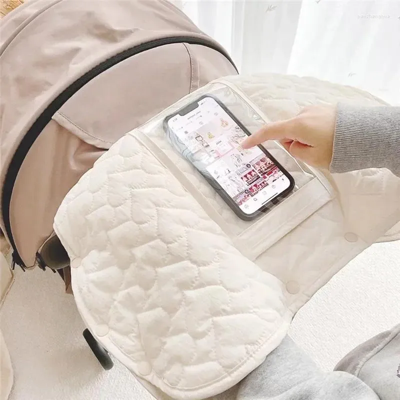 Pièces de poussette, gants pour bébé, protège-mains imperméable, accessoire de landau, mitaine en fourrure polaire avec poche pour téléphone